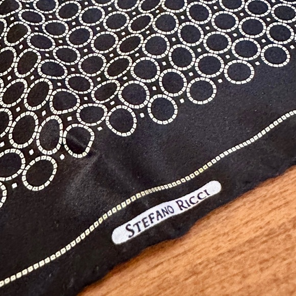 Stefano Ricci Silk Pocket Square Handkerchief 13” Black White Geometric Italy - Picture 2 of 7